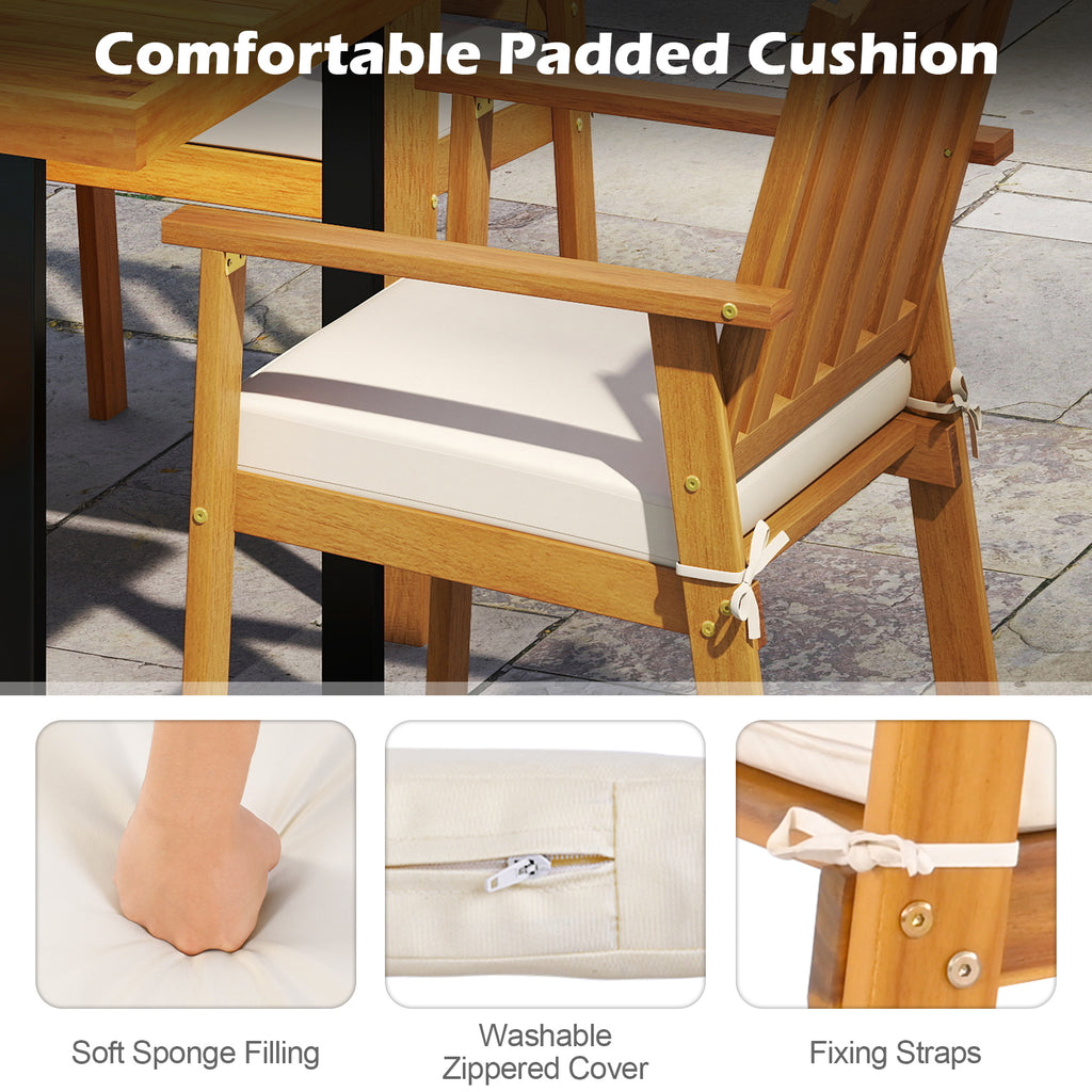 Acacia Wood Patio Dining Chairs Set of 2 - White