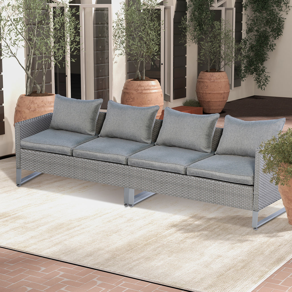 2-Piece Outdoor Patio Sofa Set with Cushions - Gray