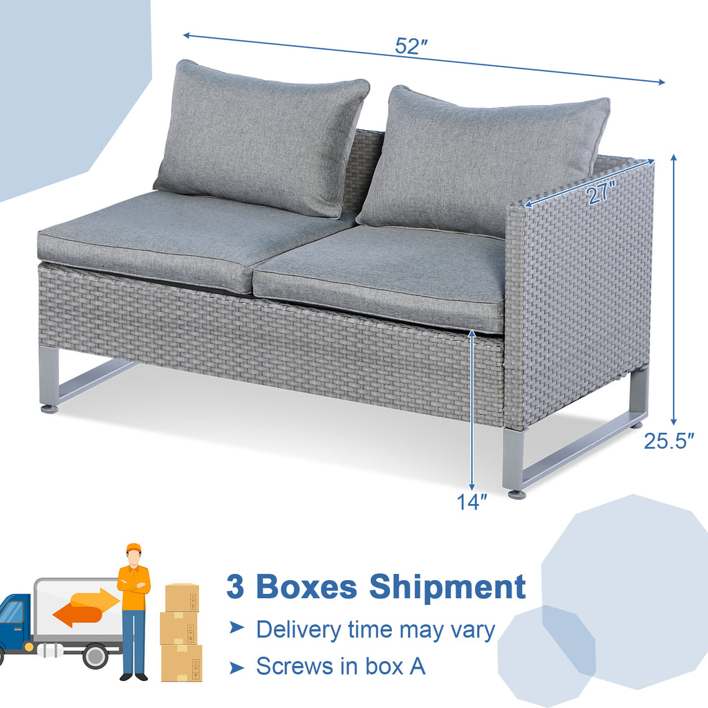2-Piece Outdoor Patio Sofa Set with Cushions - Gray