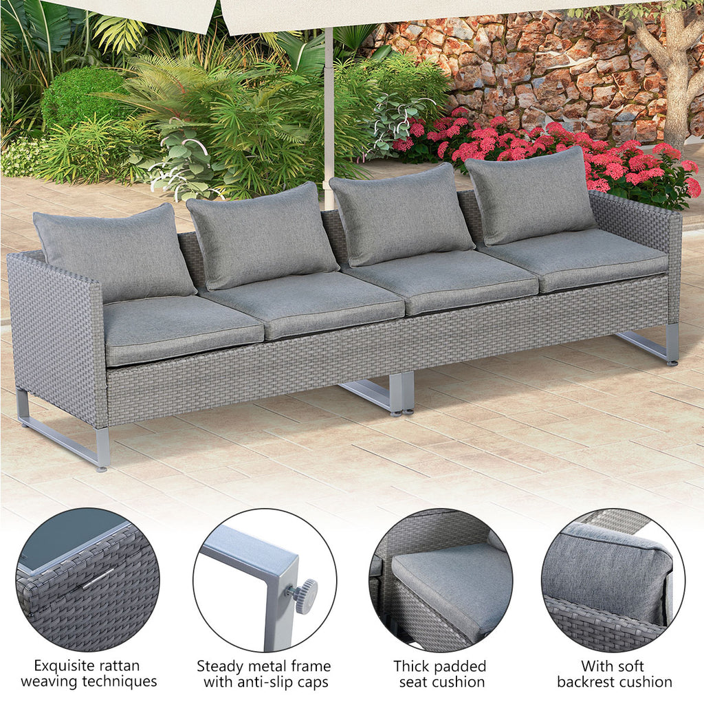 2-Piece Outdoor Patio Sofa Set with Cushions - Gray