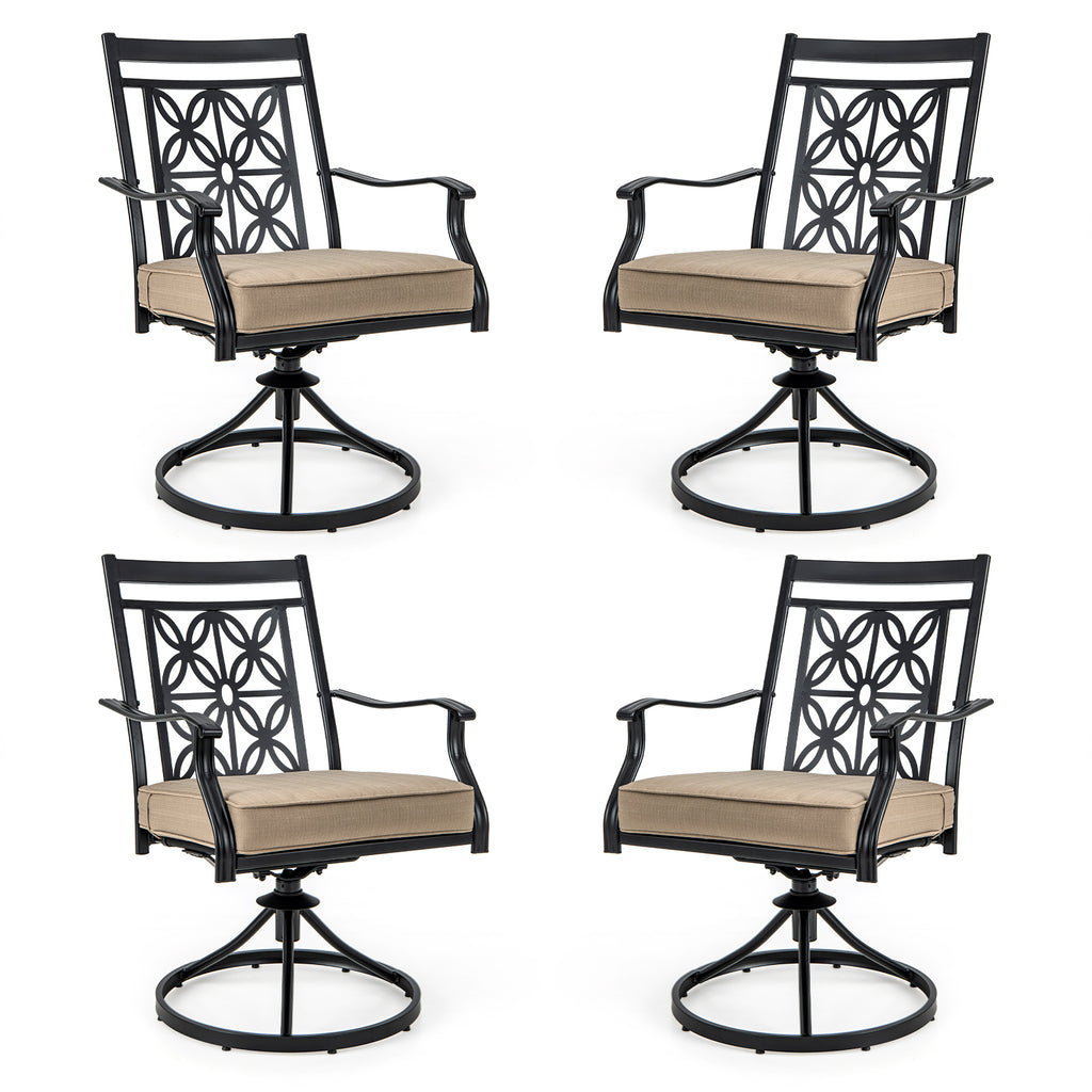 2-Piece Patio Swivel Chair Set with Cushions - Black