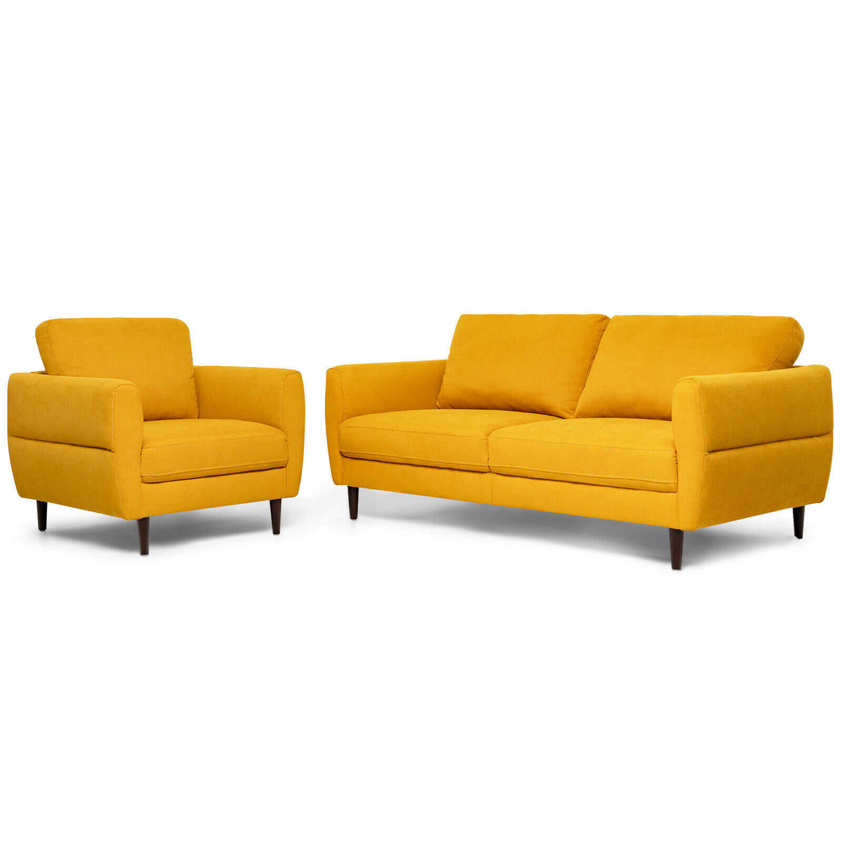 Modern Upholstered Sofa Set with Removable Cushion Covers - Navy