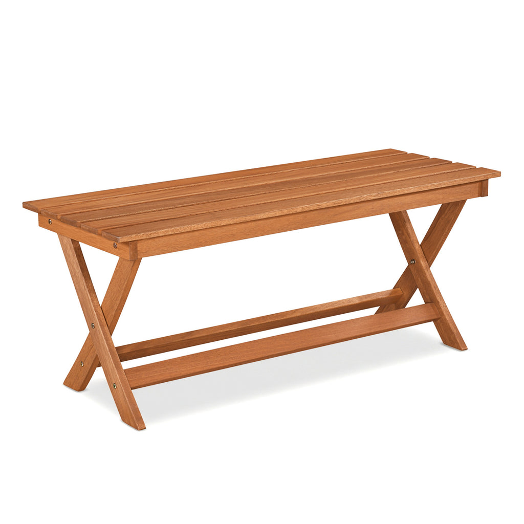 2-Seat Wooden Garden Patio Bench with X-Shaped Legs
