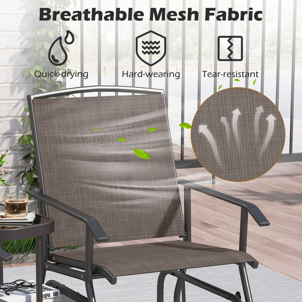 2-Seater Outdoor Glider Bench with 2-Tier Center Table