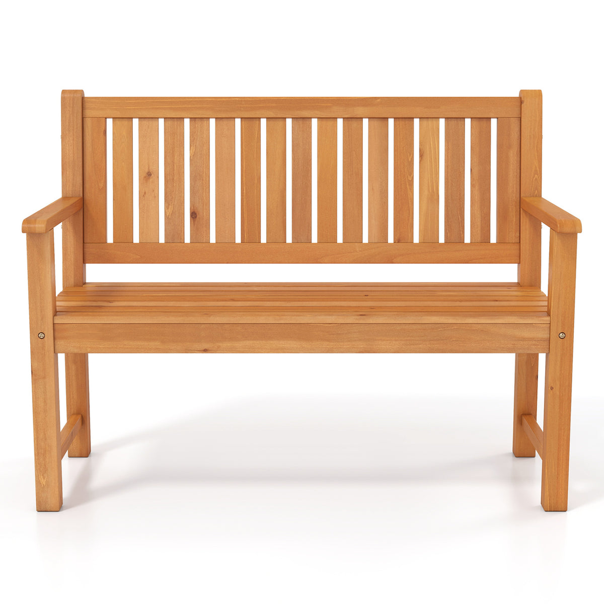 2-Seater Outdoor Wooden Bench with Backrest and Armrests
