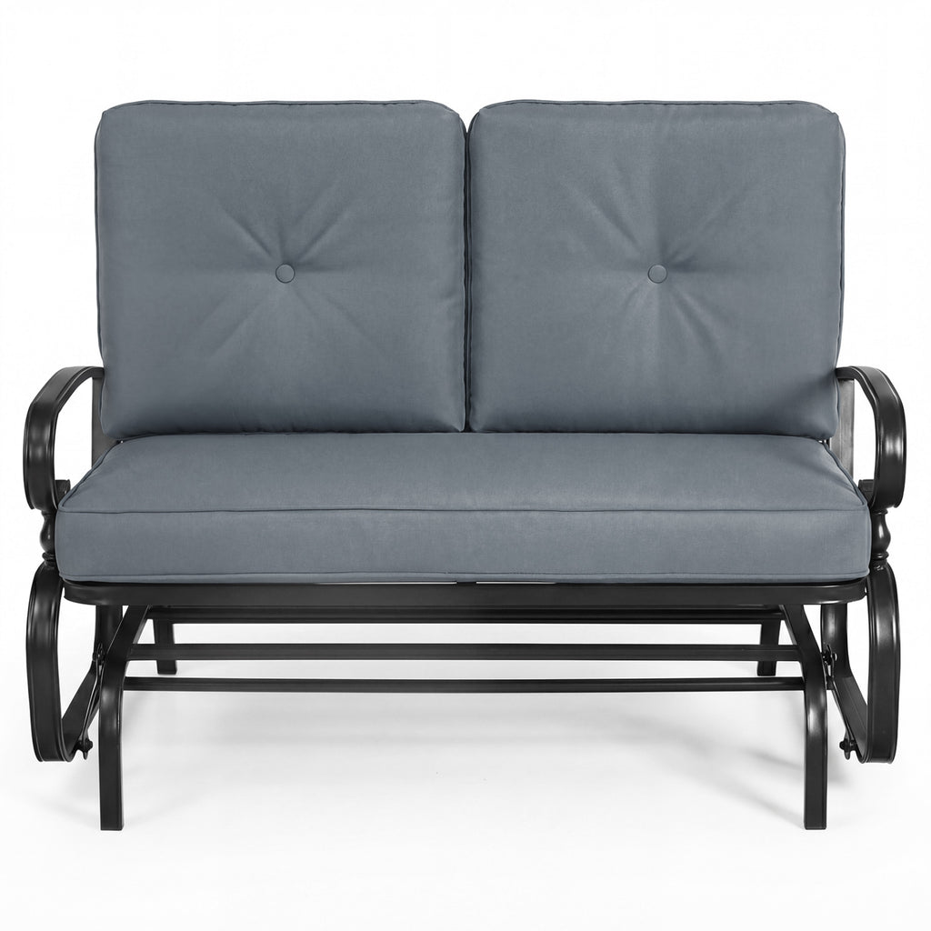 2-Seat Outdoor Glider Bench with Cushions - 44 Inch, Gray