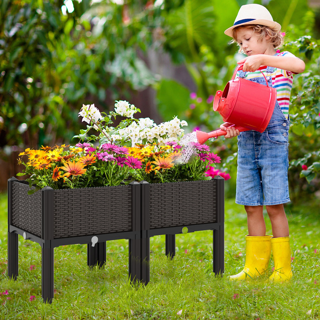 Elevated Plastic Raised Garden Bed Planter Kit - Brown