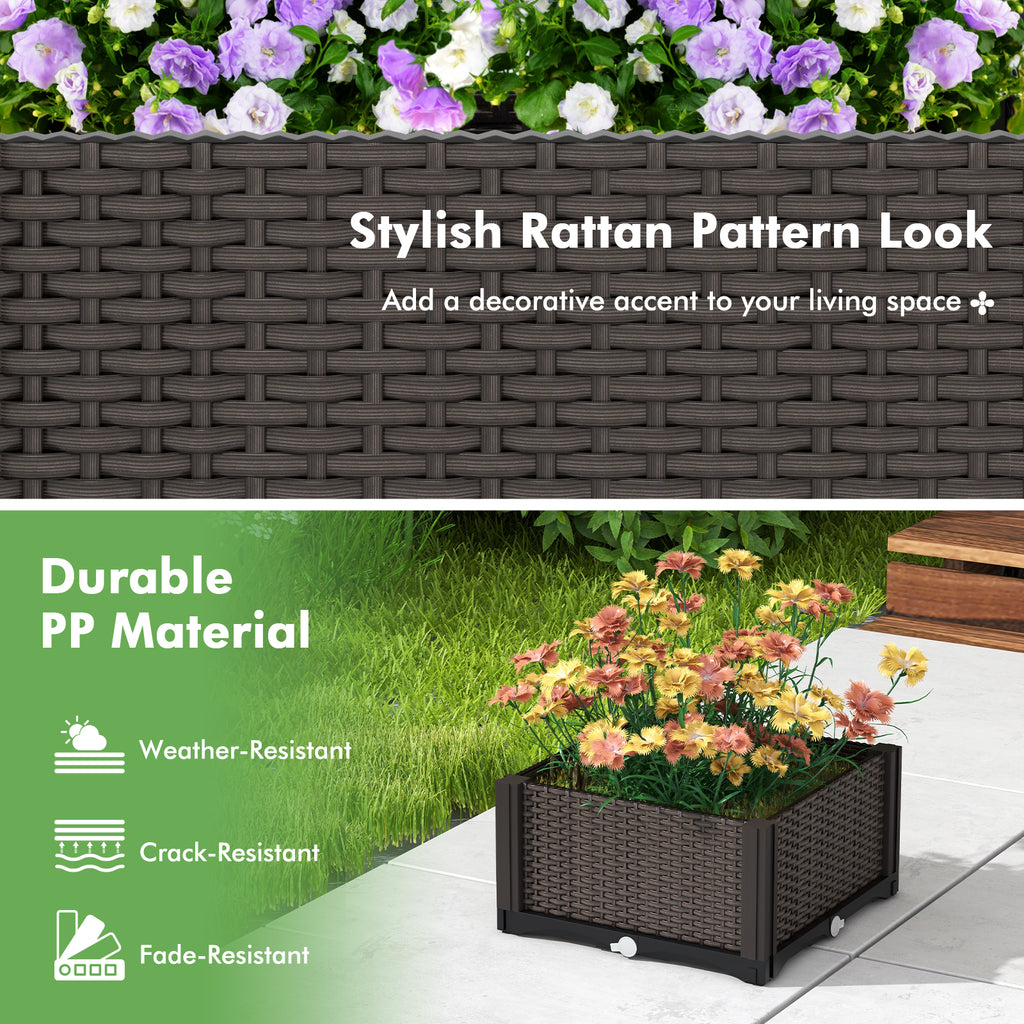 Elevated Plastic Raised Garden Bed Planter Kit - Brown