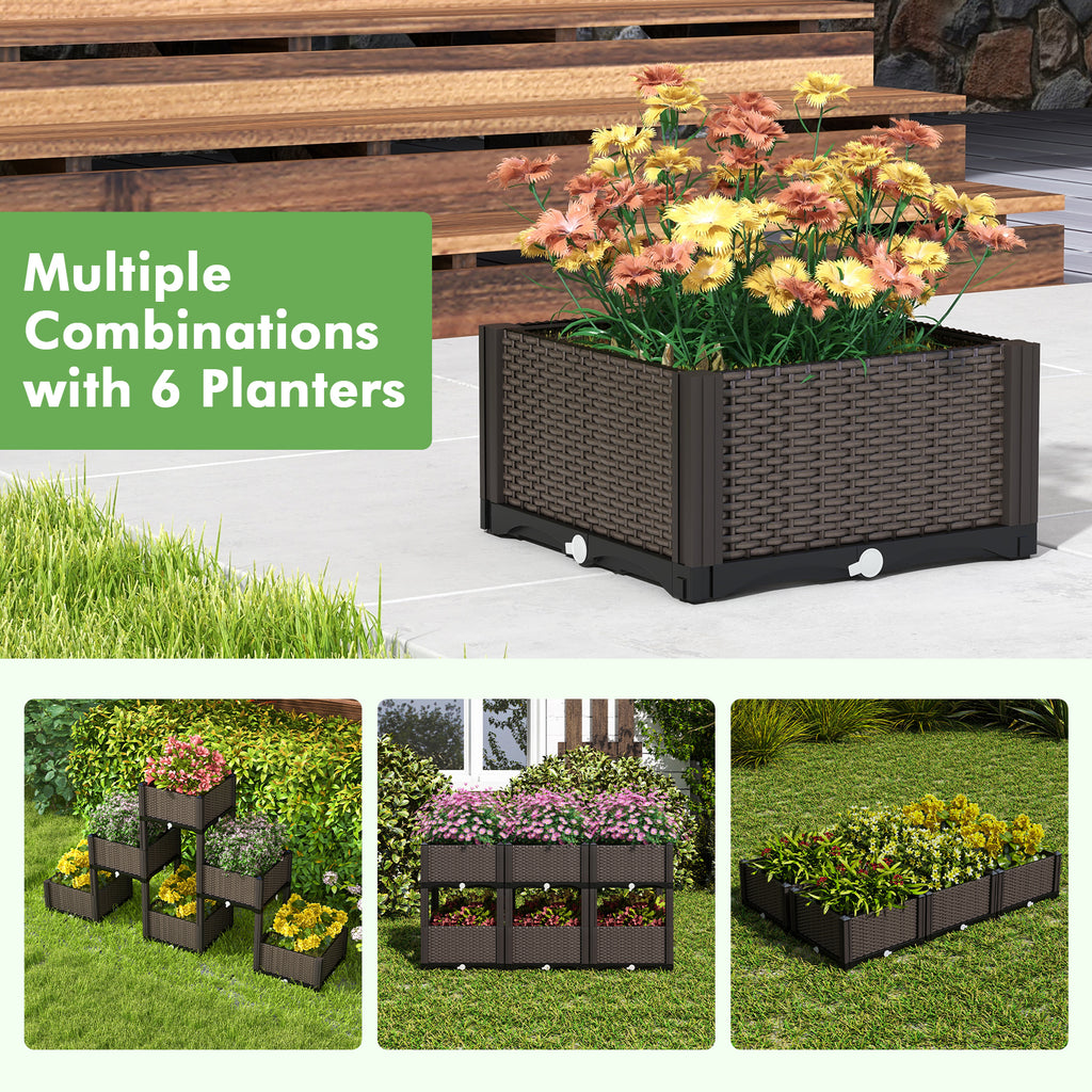 Elevated Plastic Raised Garden Bed Planter Kit - Brown