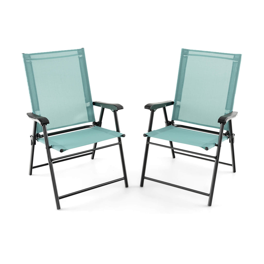 Patio Dining Chair Set of 2 with Armrests and Metal Frame