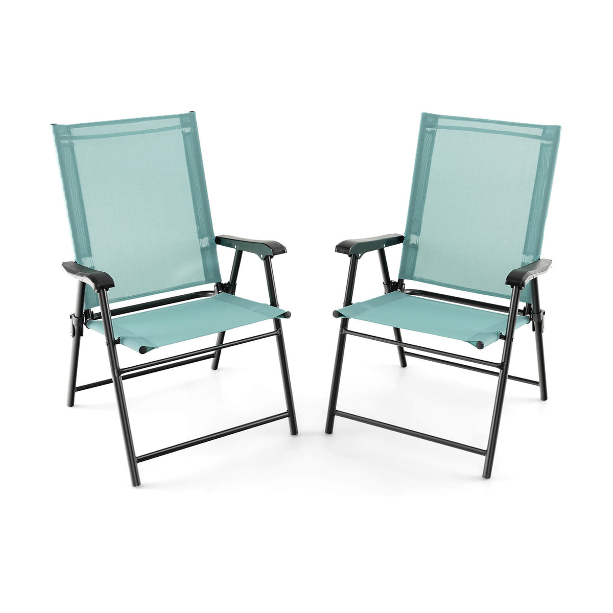 Patio Dining Chair Set of 2 with Armrests and Metal Frame