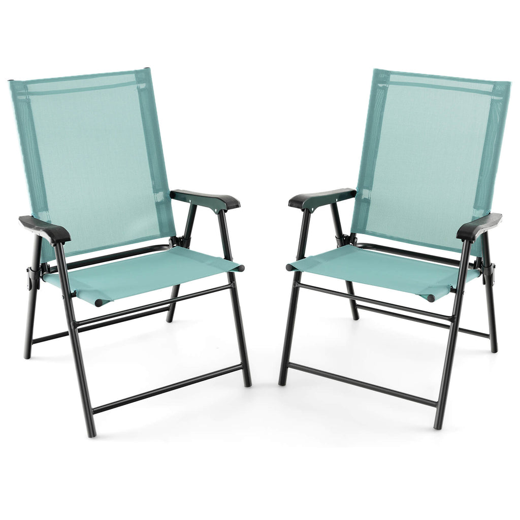 Patio Dining Chair Set of 2 with Armrests - Light Green
