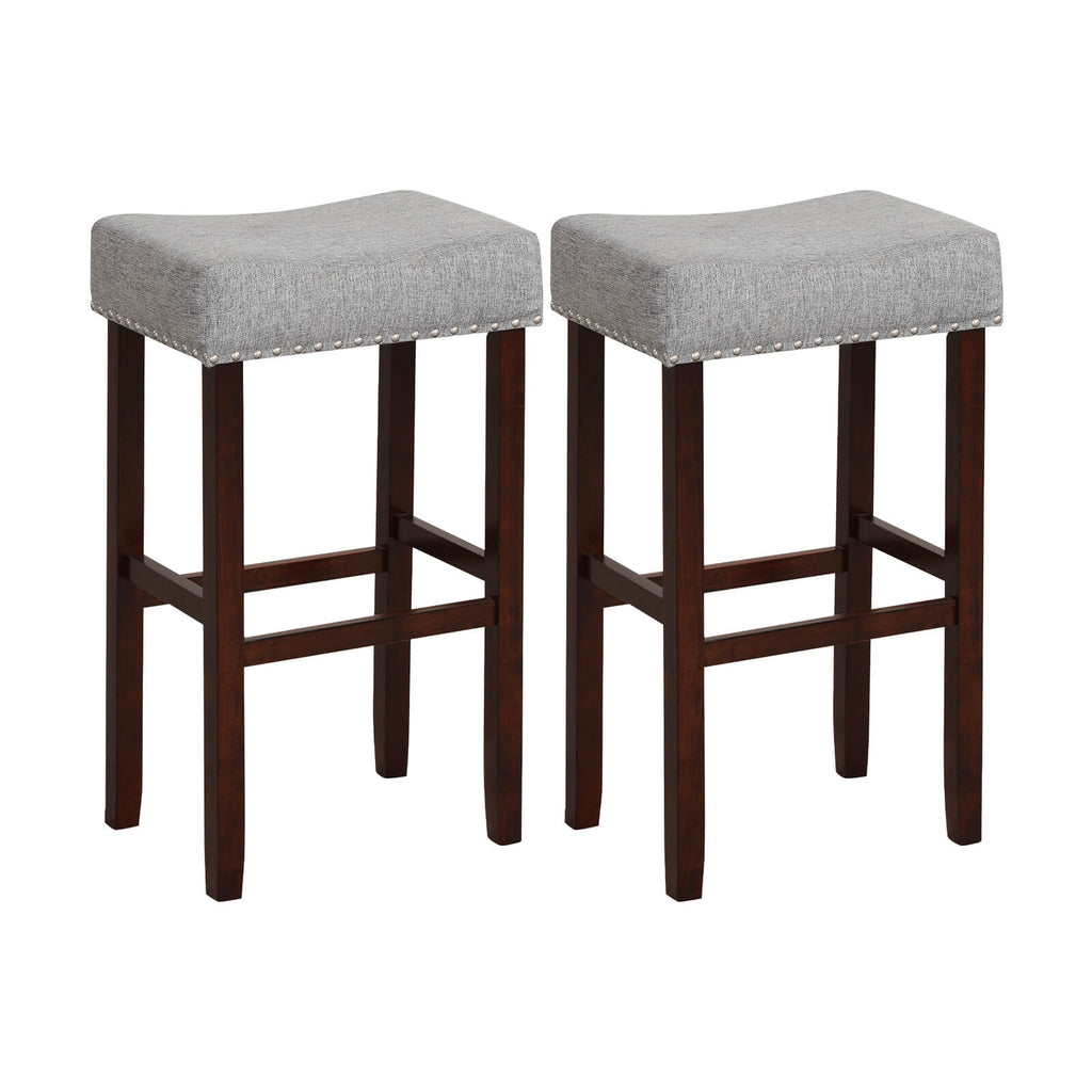 24 Inch Bar Stool with Curved Seat Cushion - Beige
