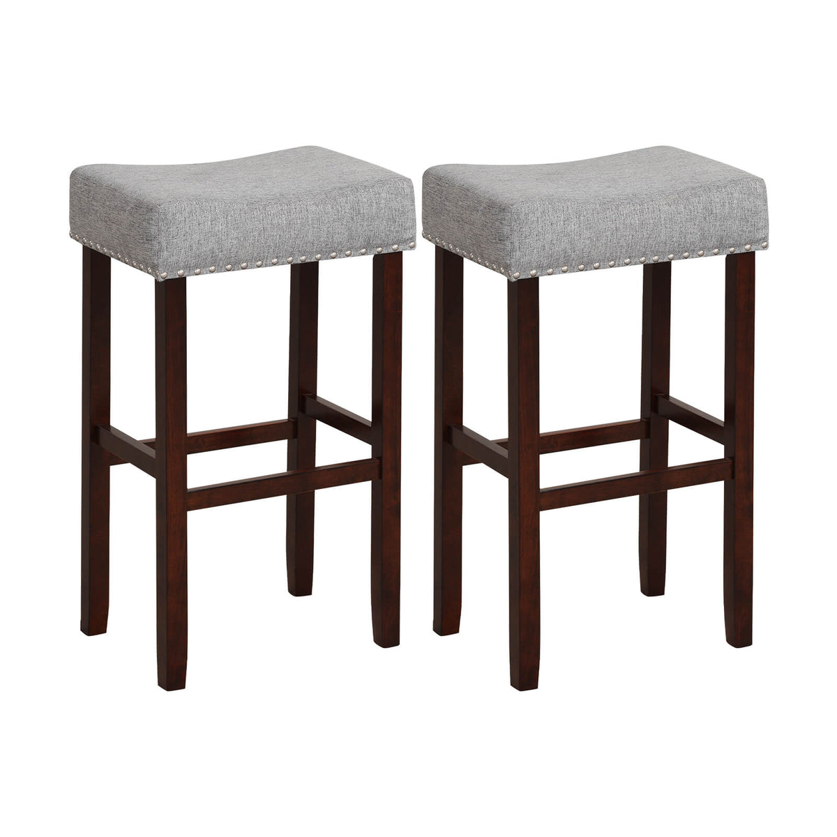 29 Inch Upholstered Bar Stool Set of 2 - Gray