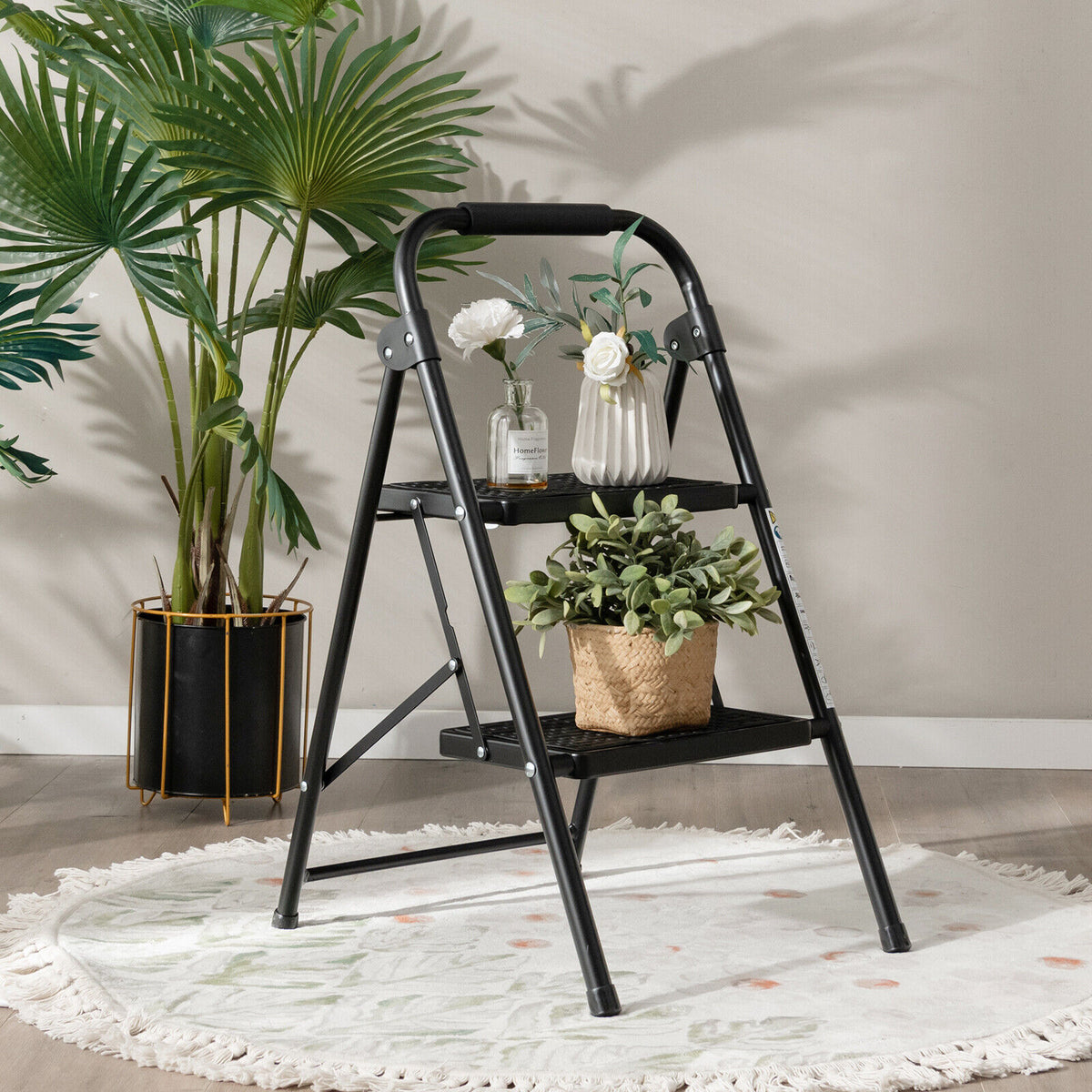 2-Step/3-Step Ladder with Wide Anti-Slip Pedal