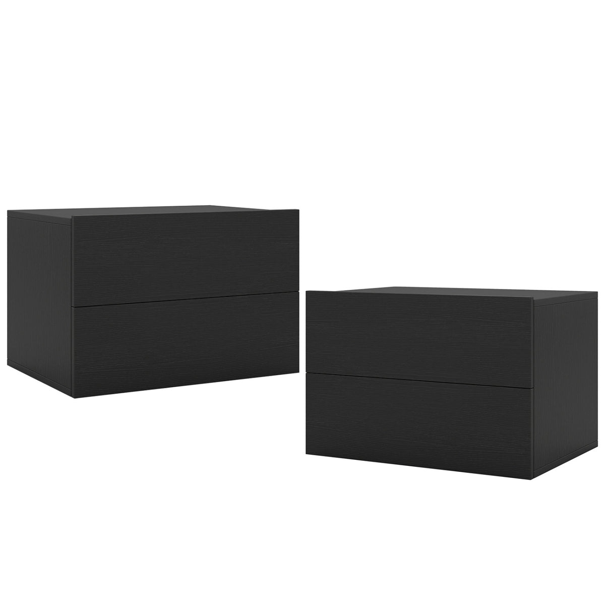 Floating Wall Nightstand with 2 Storage Drawers, Black - Set of 2