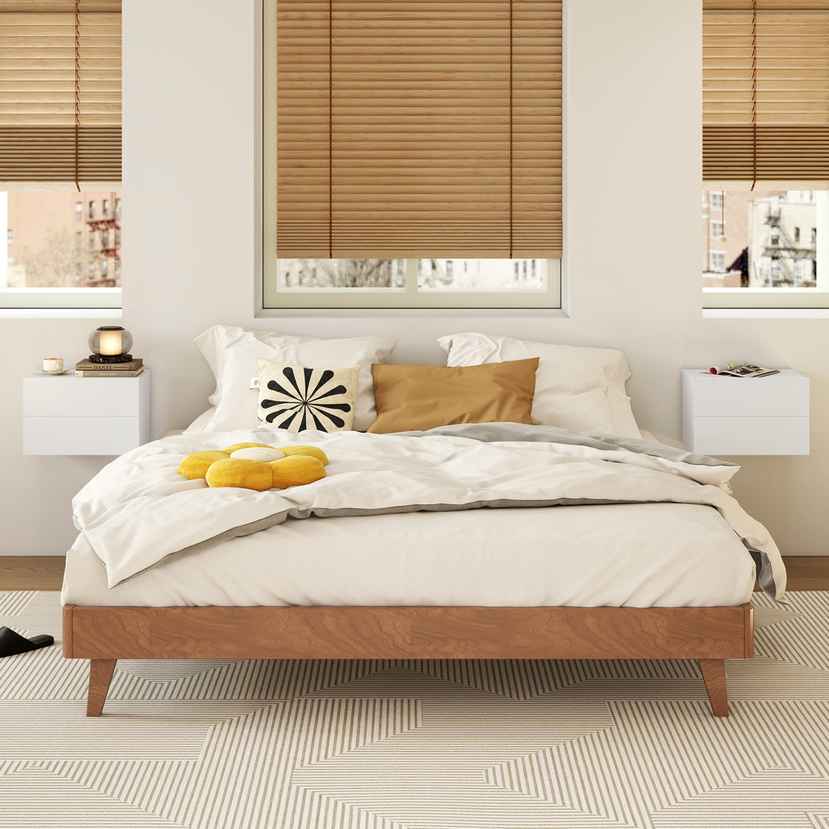 Floating Nightstand with 2 Storage Drawers, White
