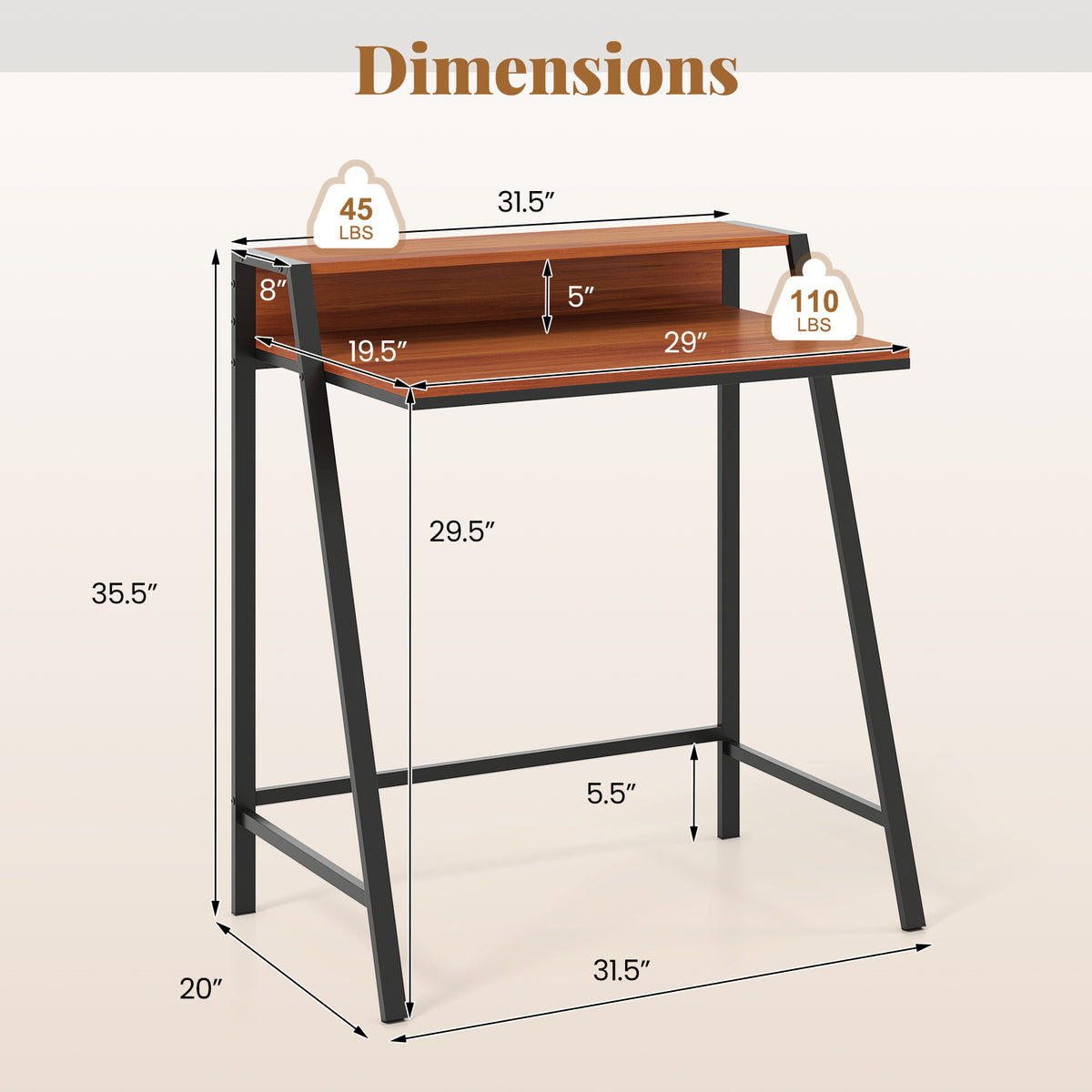 2 Tier Computer Desk PC Laptop Table Study Writing Home Office