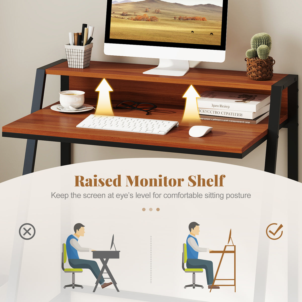 2 Tier Computer Desk PC Laptop Table Study Writing Home Office