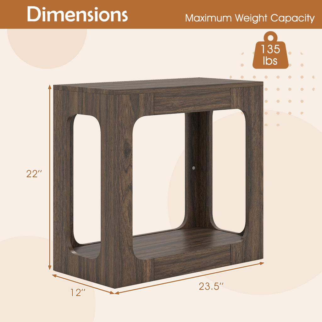 2-Tier End Table with Storage Shelf, Walnut
