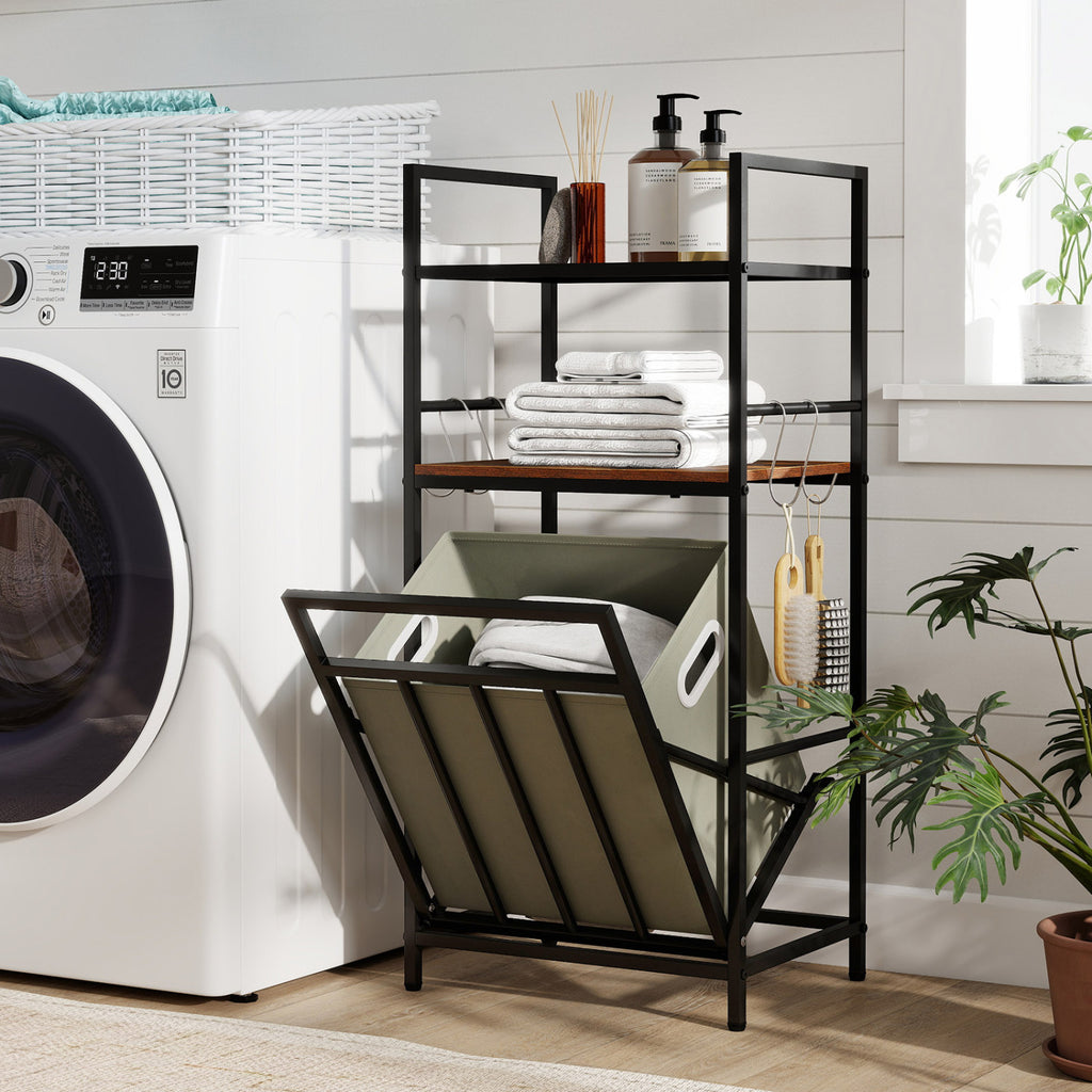 2-Tier Laundry Hamper with Tilt-out Basket