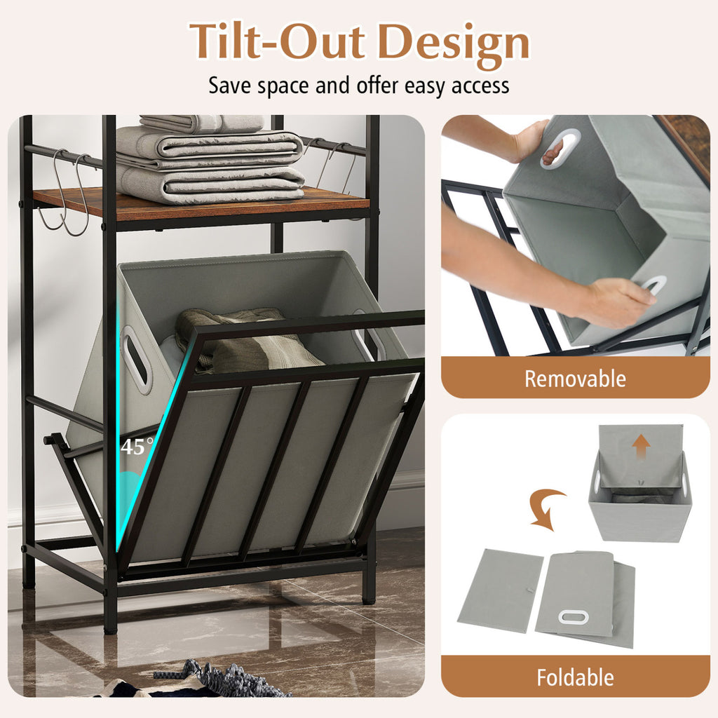 2-Tier Laundry Hamper with Tilt-out Basket