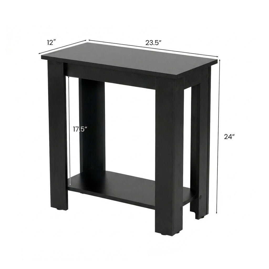 2-Tier Modern Compact End Table, Black