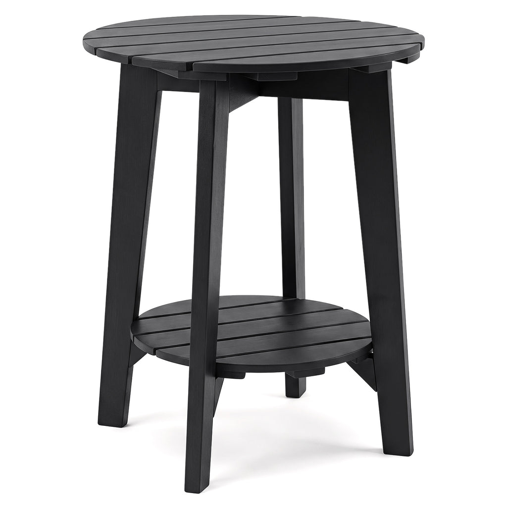 2-Tier Outdoor Eucalyptus Wood Side Table with Slatted Tabletop and
