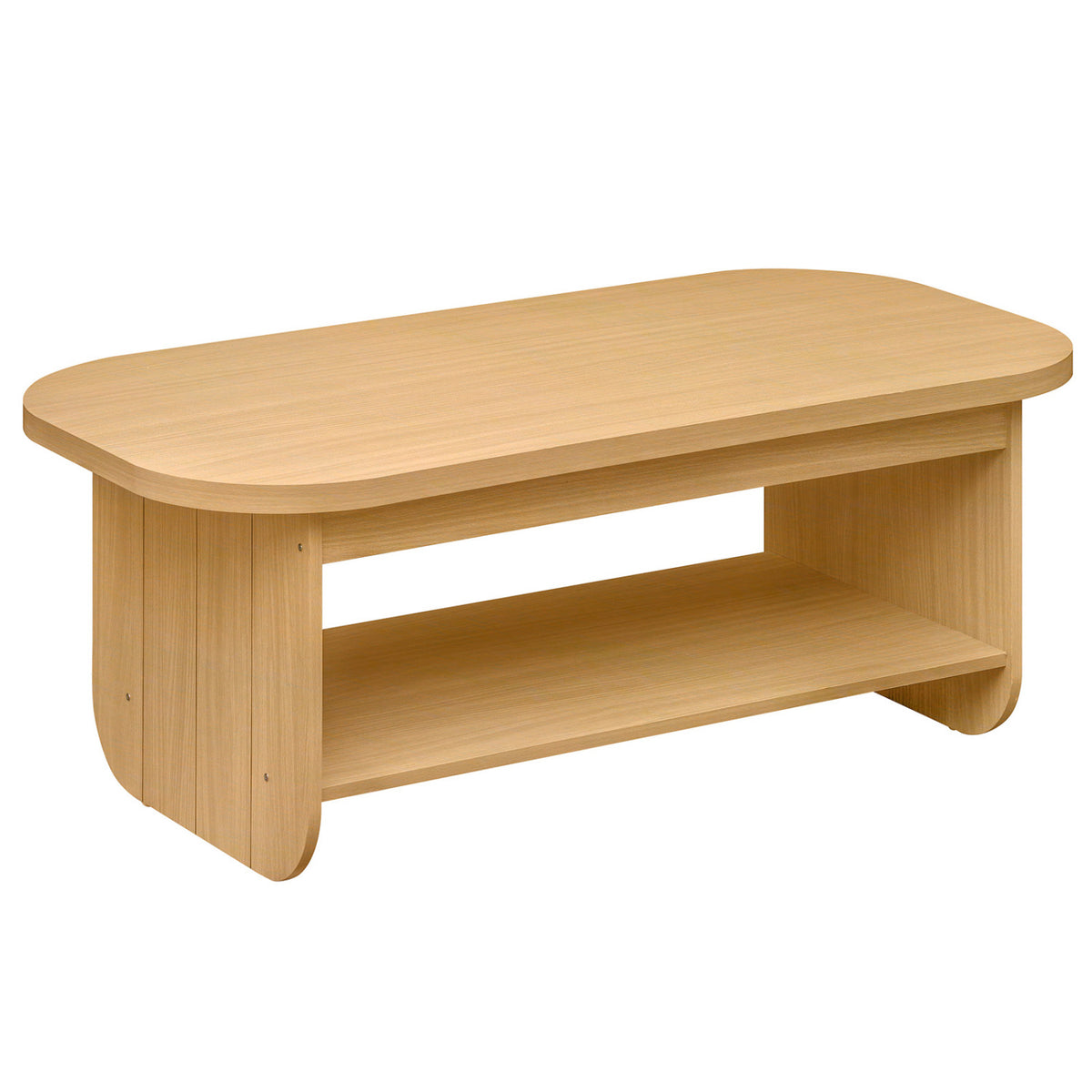 2-Tier Oval Coffee Table with Storage - Natural