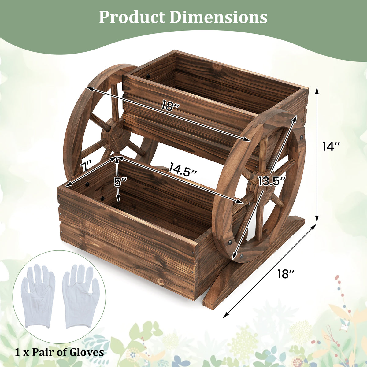 2-Tier Raised Garden Bed Wagon with Wheels - Coffee
