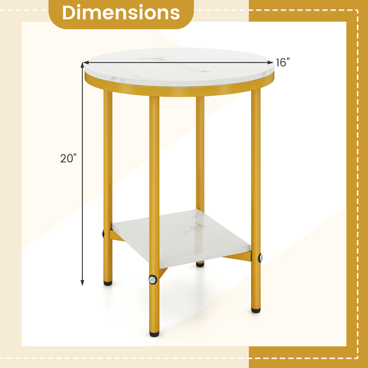 2-Tier Round Coffee Table with Storage Shelf, 1 Piece