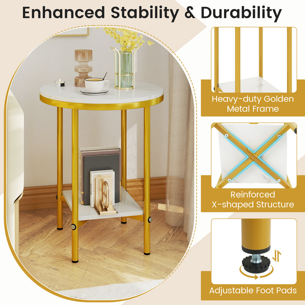 2-Tier Round Coffee Table with Storage Shelf, 1 Piece