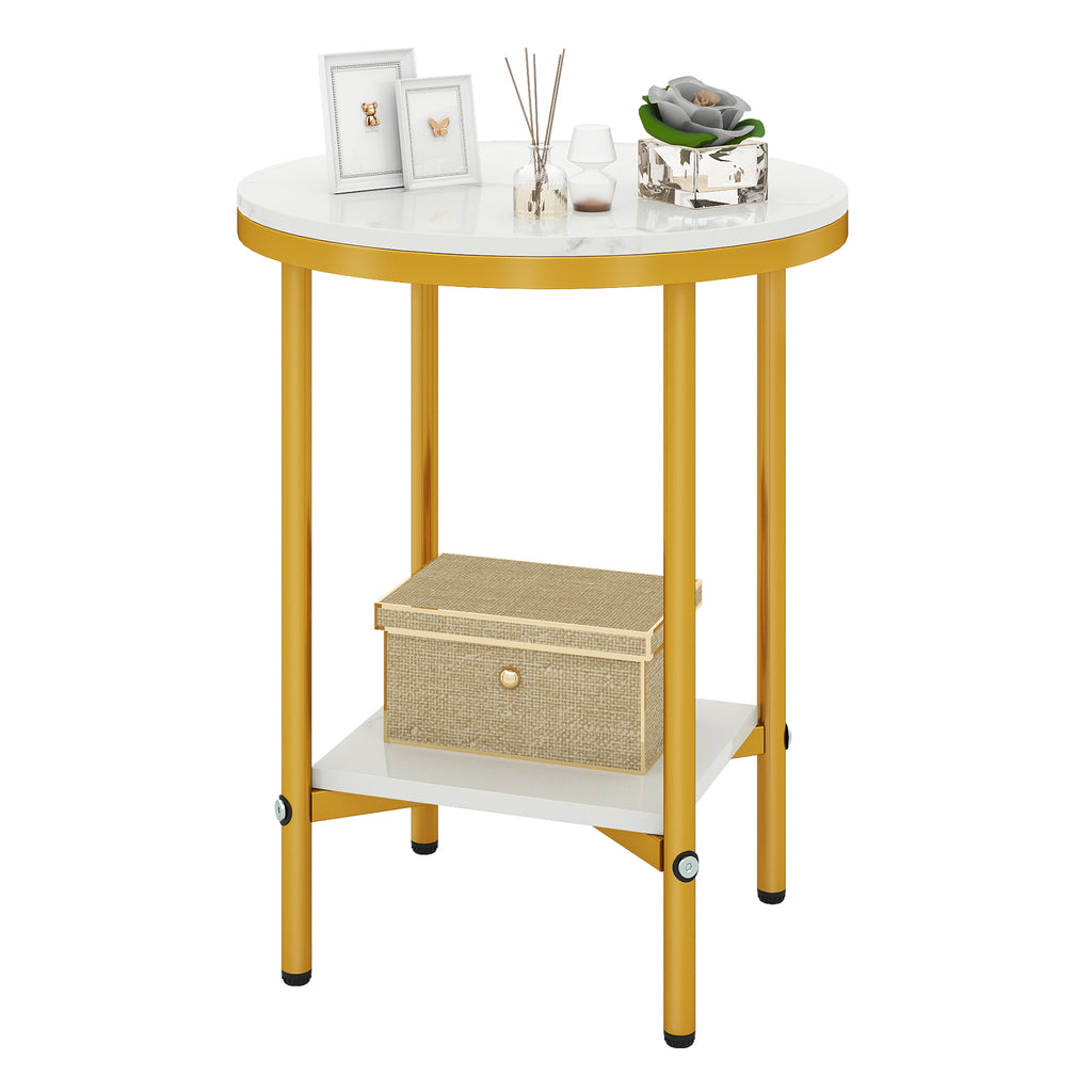 2-Tier Round Coffee Table with Storage Shelf, 1 Piece