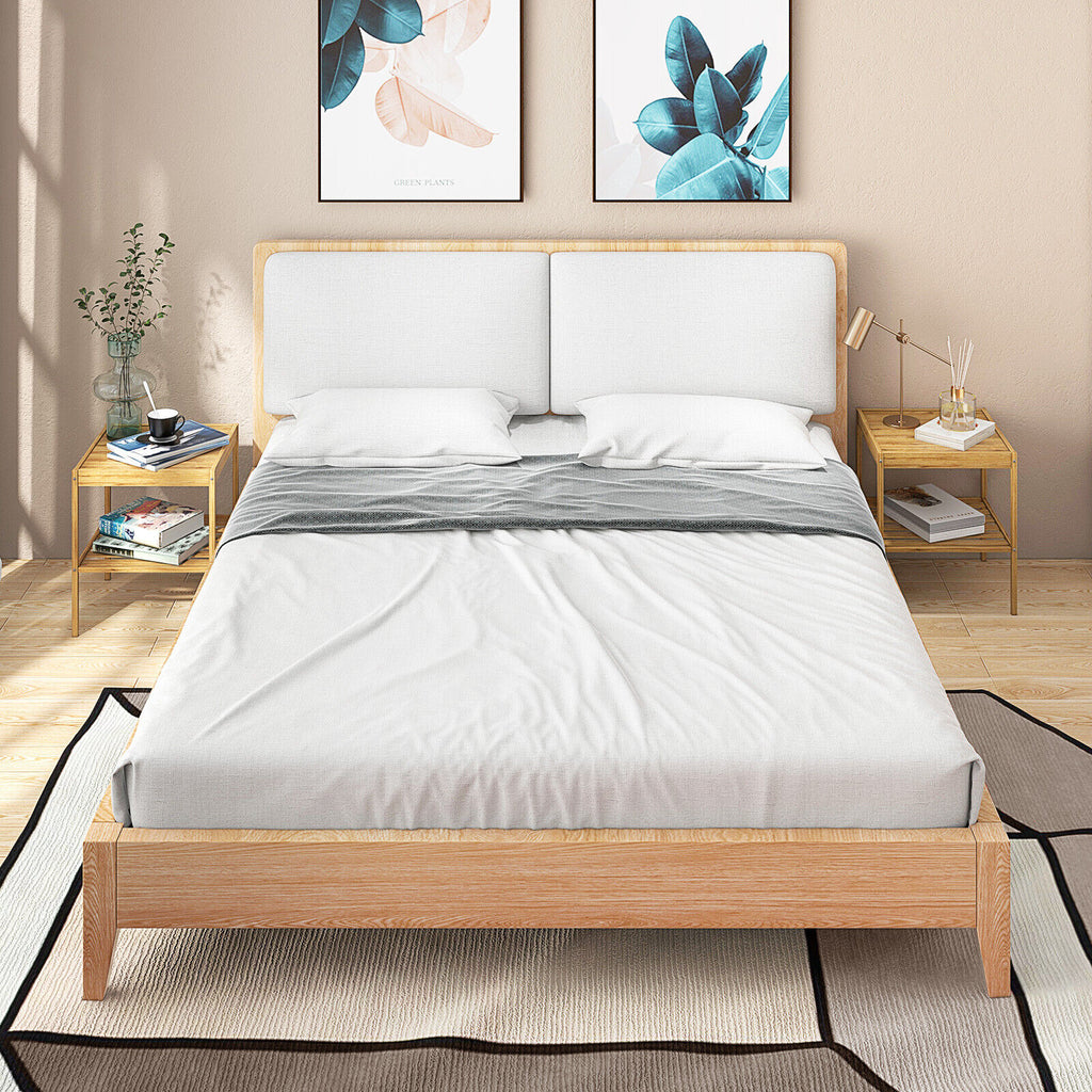 Bamboo Nightstand 2-Piece Set 2-Tier Side Table, Natural