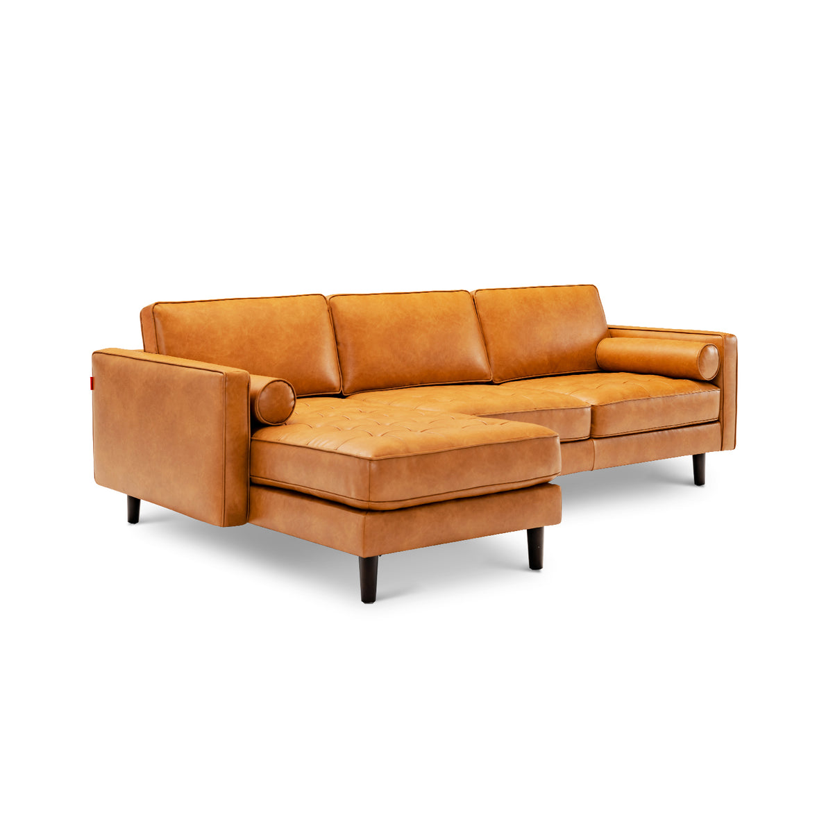 3-Seat L-Shaped Sectional Sofa with Air Leather - Orange