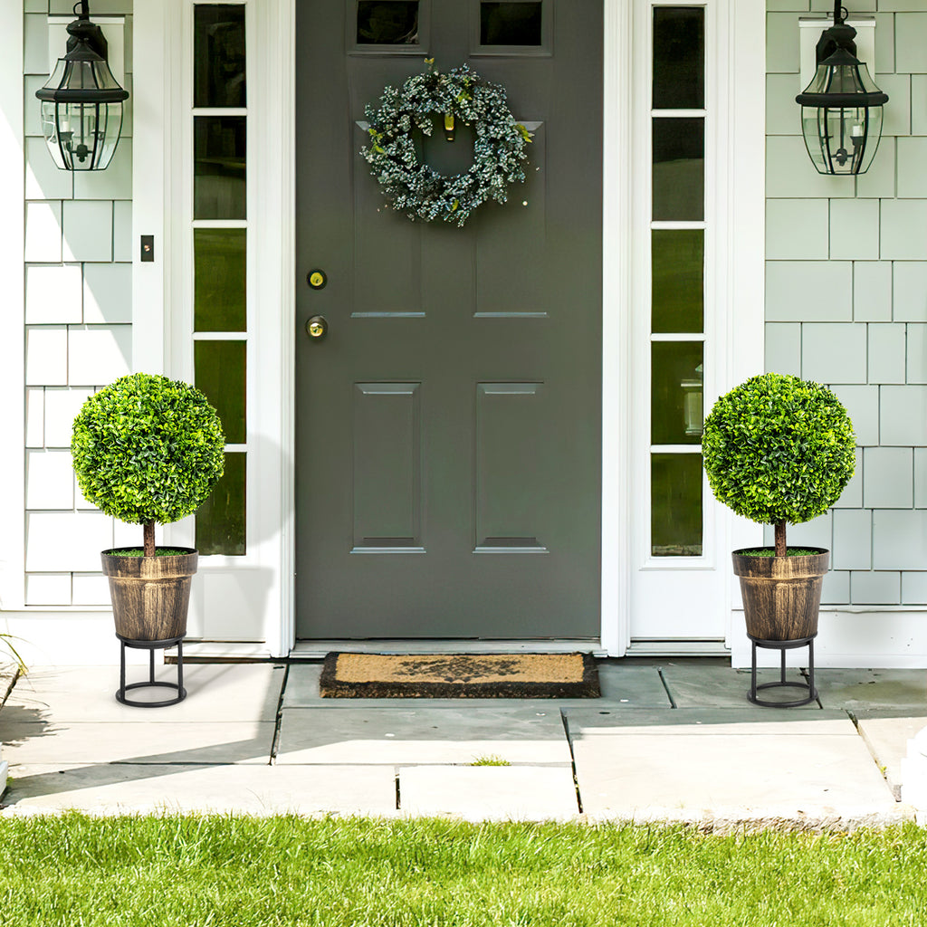 Artificial Tree Set of 2 with Natural Look & Water-Resistant Outdoor Design
