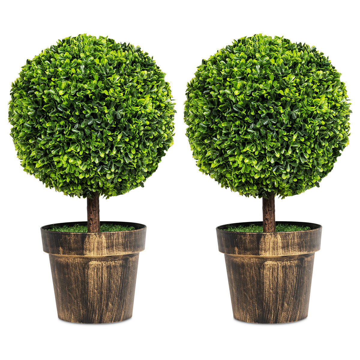 Artificial Tree Set of 2 with Natural Look & Water-Resistant Outdoor Design