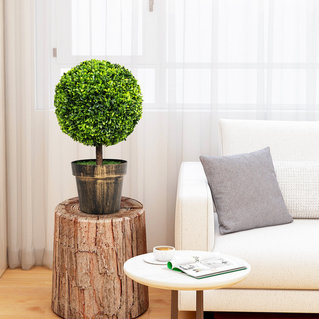 Artificial Tree Set of 2 with Natural Look & Water-Resistant Outdoor Design