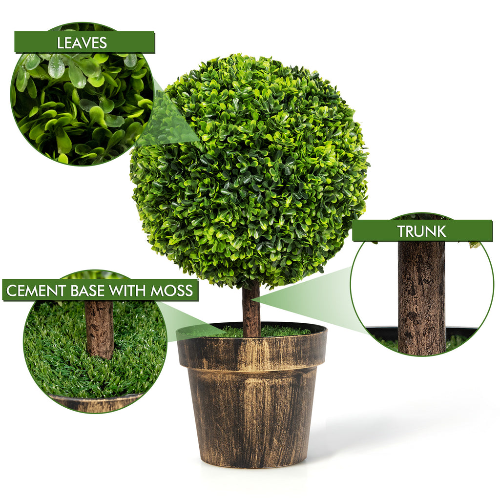 Artificial Tree Set of 2 with Natural Look & Water-Resistant Outdoor Design