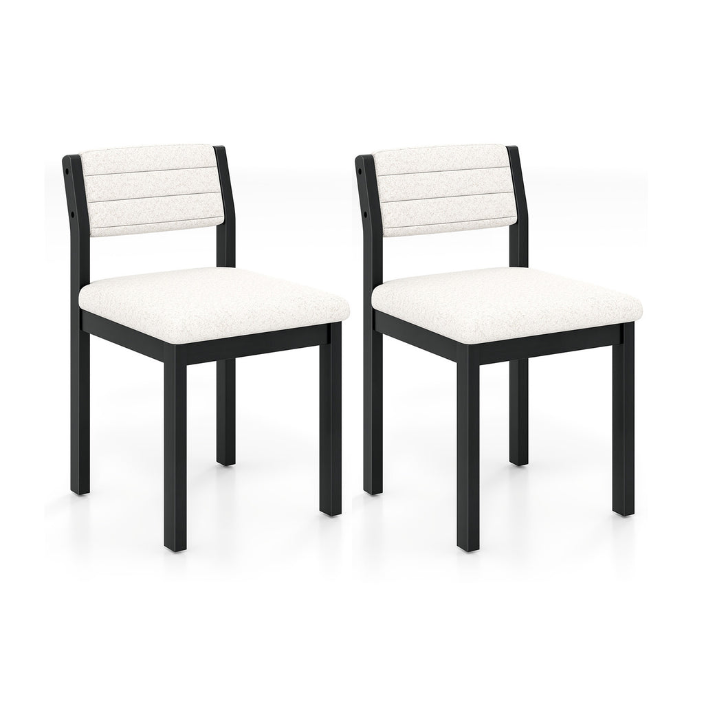 Set of 2 Sherpa Dining Chairs Armless Wood Frame - White
