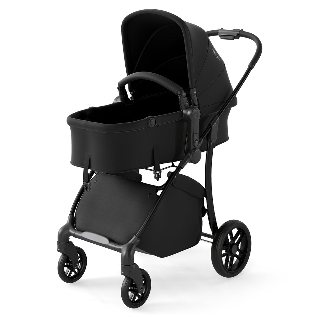 2-in-1 Baby Stroller with Bassinet Mode & Reversible Seat - Black, Easy Fold