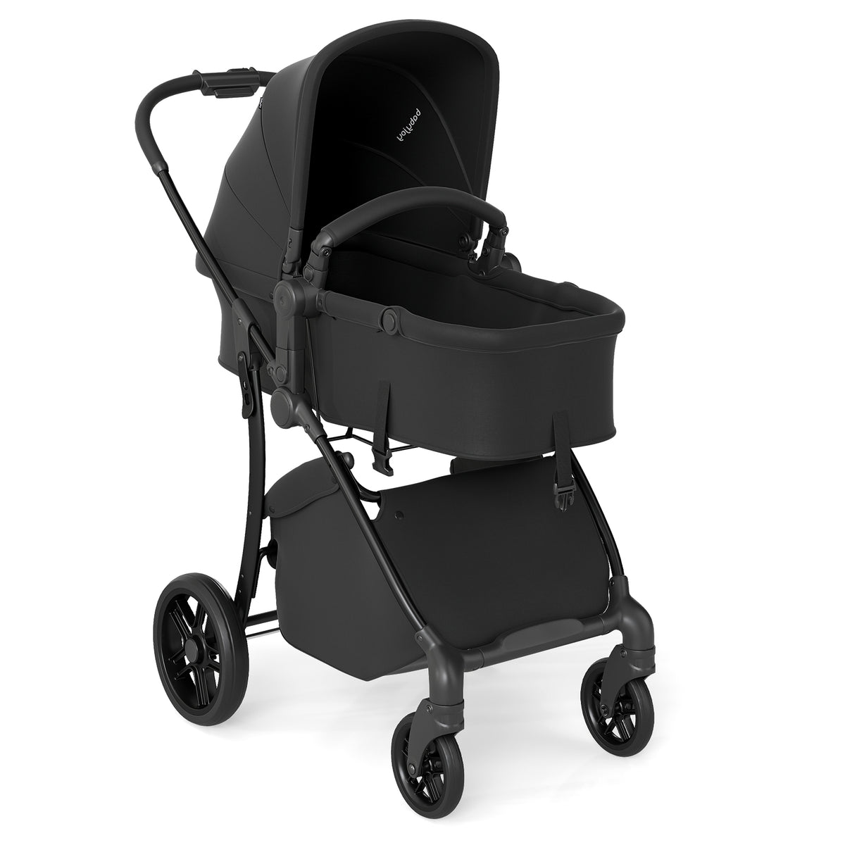 2-in-1 Baby Stroller with Bassinet Mode & Reversible Seat - Black, Easy Fold