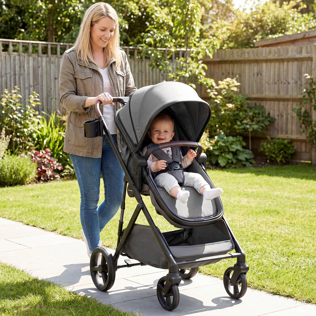 Costway 2-in-1 Baby Stroller with Bassinet Mode & Reversible Seat - Gray
