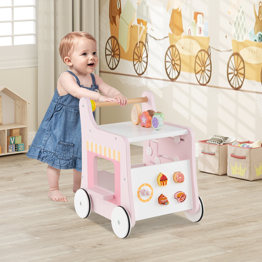 2-in-1 Baby Walker with Storage and Ice Cream Play - Light Green, For 1+ Years