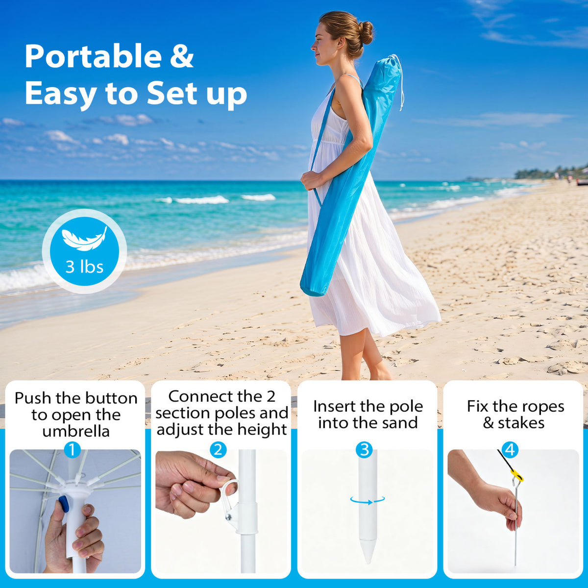 2-in-1 Beach Shelter Umbrella UPF 50+ with Side Panels for Camping