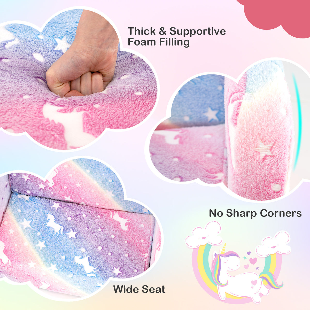 2-in-1 Kids Couch Bed with Blanket - Glow in the Dark, Multicolor