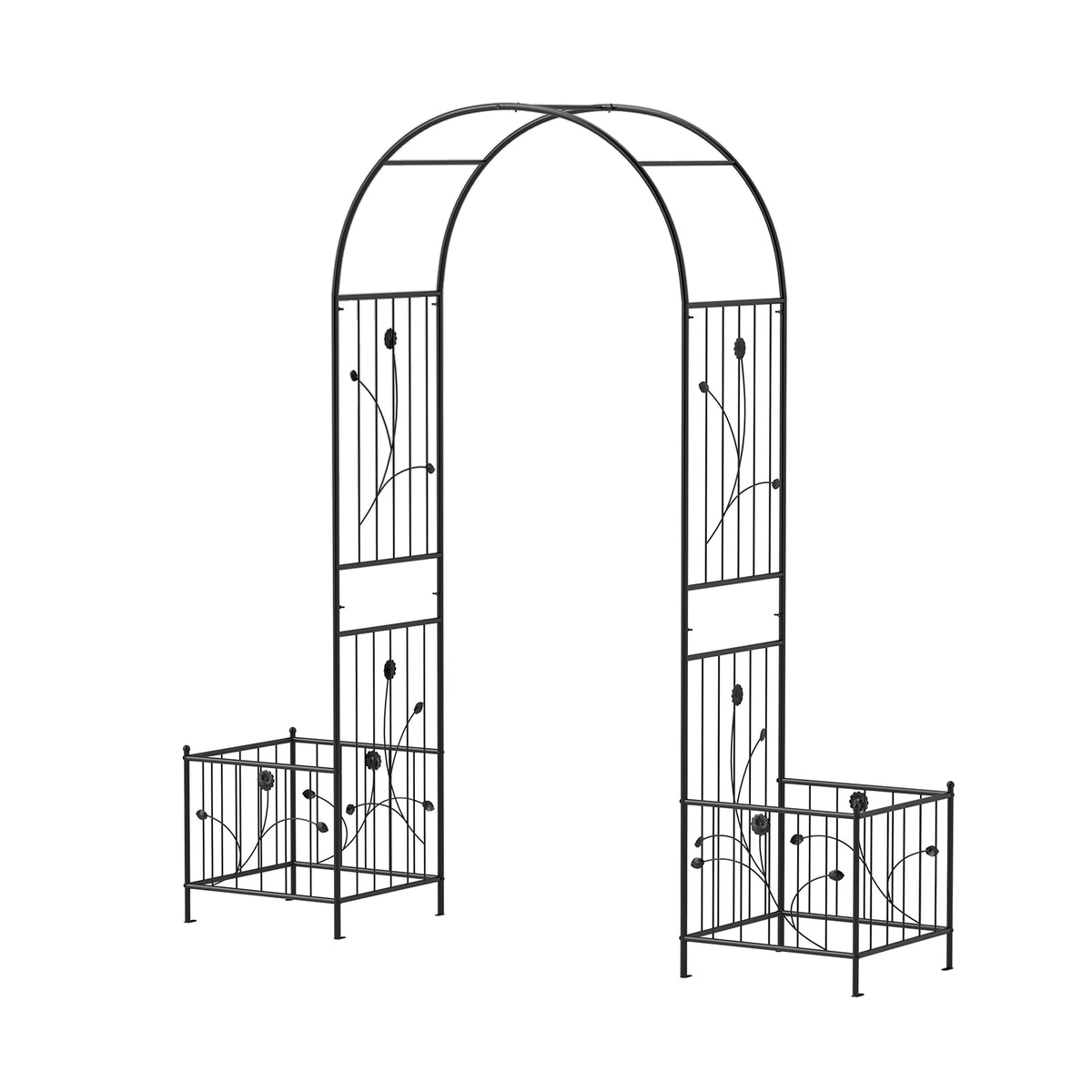 Garden Arbor with Gate Multiple Side Crossbars and 4 Sharp Ground
