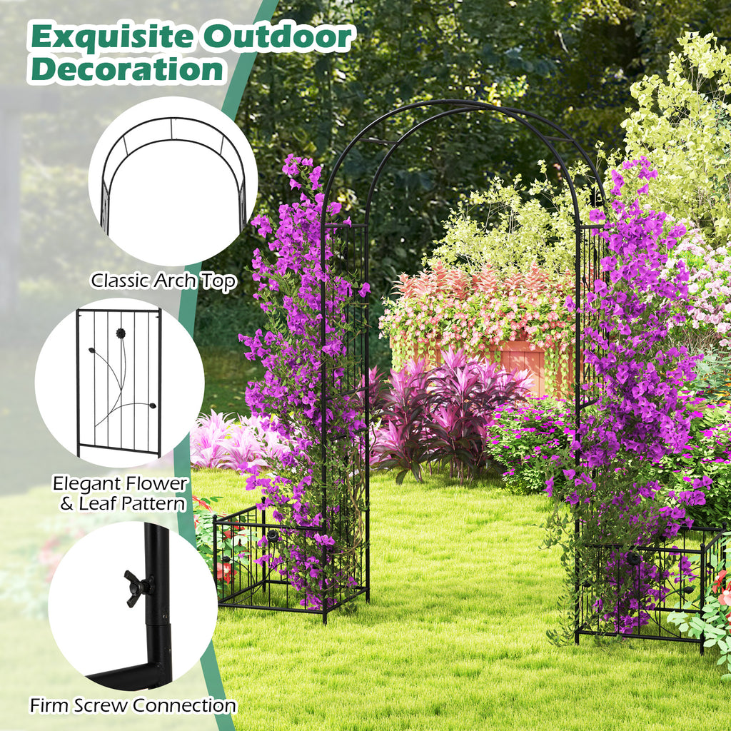 2 in 1 Garden Arbor with Side Planters and 8 Ground Stakes