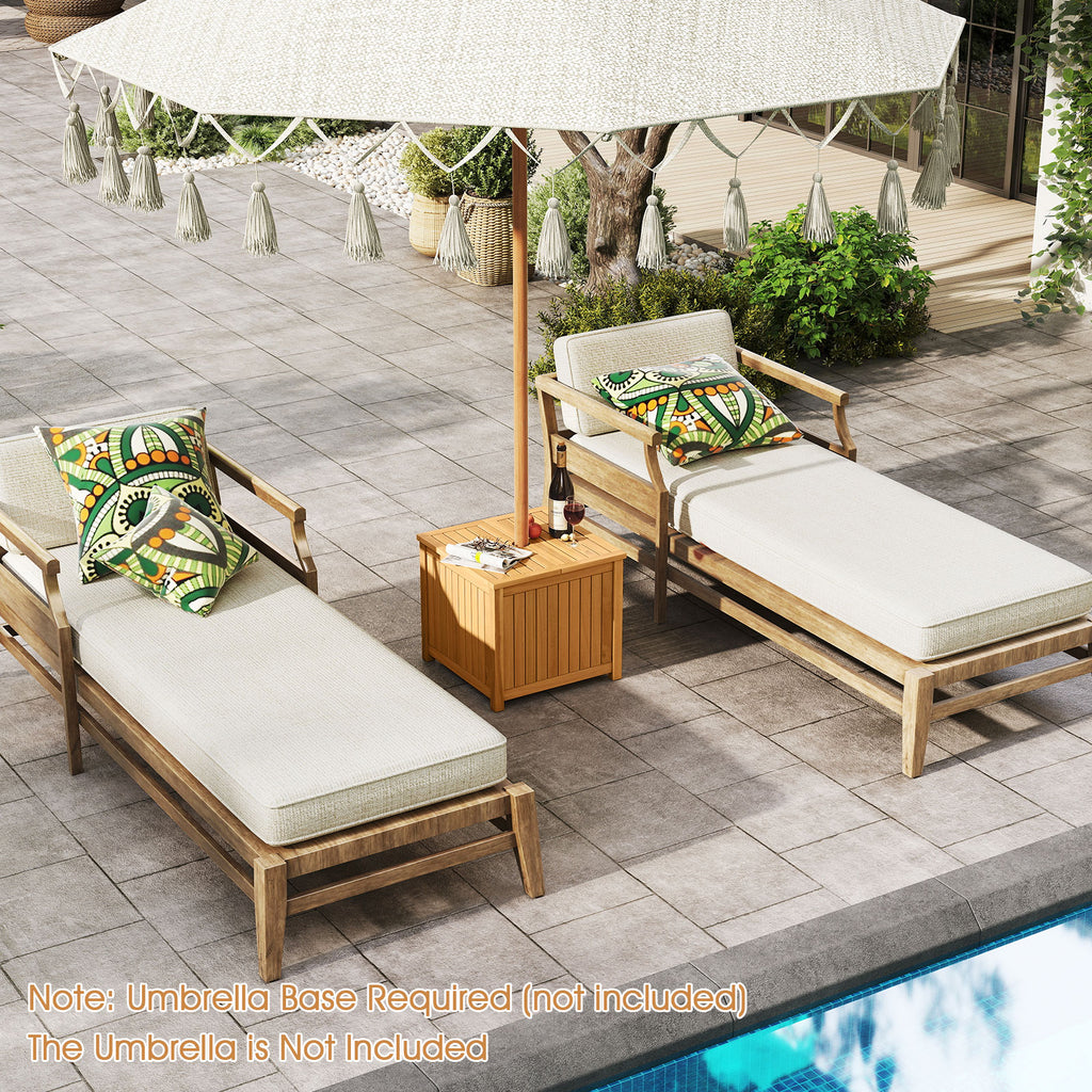 2-in-1 Outdoor Side Table with Storage Acacia Wood Slatted Coffee