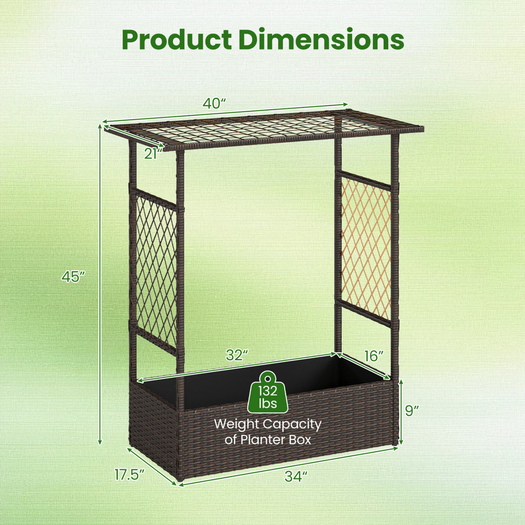 2-in-1 Raised Garden Bed with Hanging Roof and Trellises